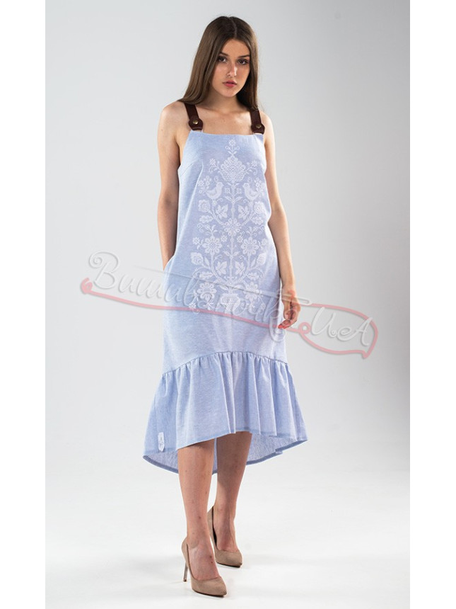 Stylish women&rsquo;s sundress with embroidery 22117 colour Grey size 50