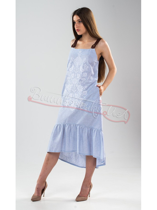 Stylish women&rsquo;s sundress with embroidery 22117 colour Grey size 50