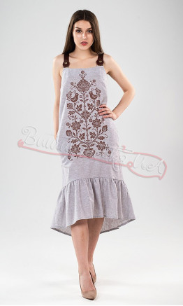 Stylish women&rsquo;s sundress with embroidery 22117 colour Grey
