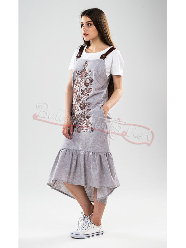 Stylish women&rsquo;s sundress with embroidery 22117 colour Grey size 50
