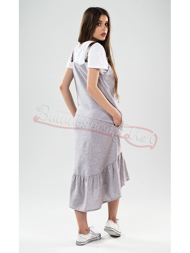 Stylish women&rsquo;s sundress with embroidery 22117 colour Grey size 50