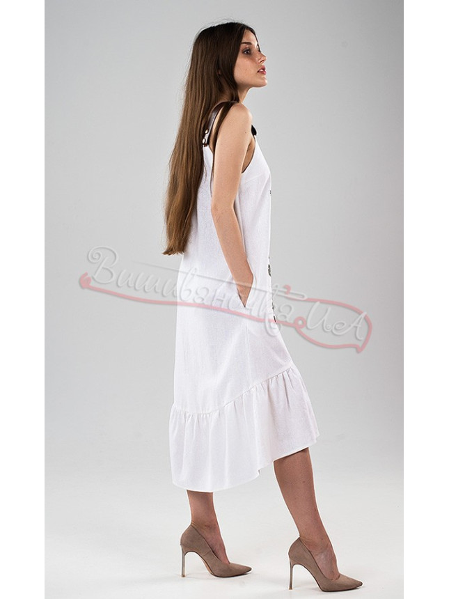 Women's embroidered pinafore dress in white 22118