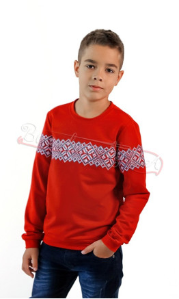 Embroidered cardigan with geometric ornament 6402 colour Red