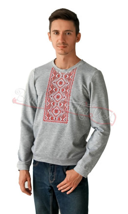 Embroidered cardigan men's in grey 6203