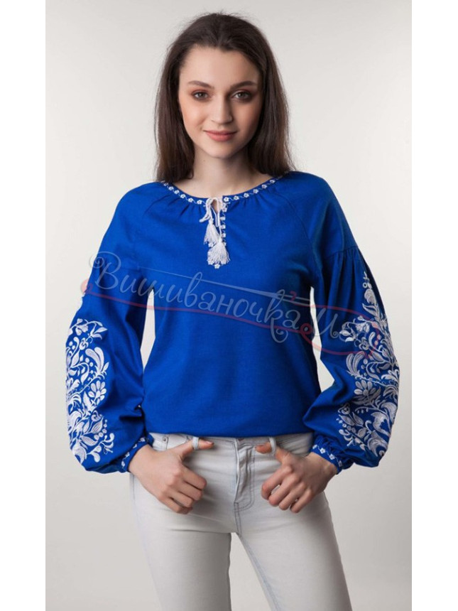 Vyshyvanka blouse in bright blue 1043