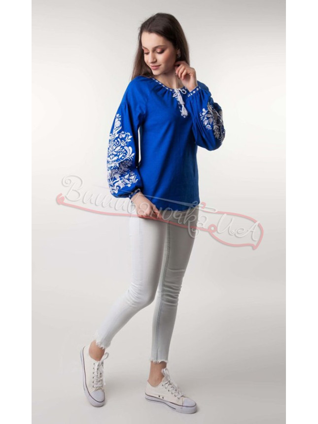 Vyshyvanka blouse in bright blue 1043