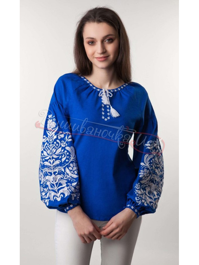 Vyshyvanka blouse in bright blue 1043