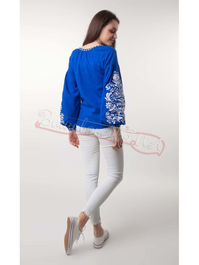Vyshyvanka blouse in bright blue 1043
