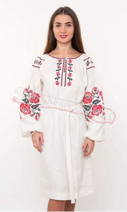 Вышитое платье на льне 4183