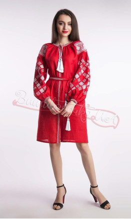 Vyshyvanka dress for women in red 15211
