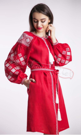 Vyshyvanka dress for women in red 15211