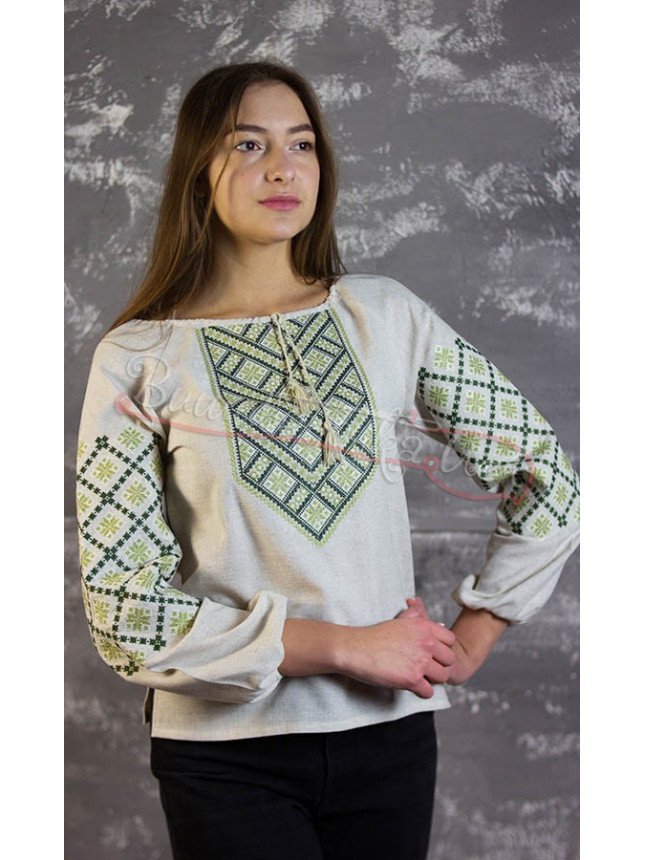 Women's vyshyvanka in linen blend 547-6 size 56