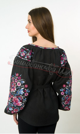 Black vyshyvanka with floral pattern 4511