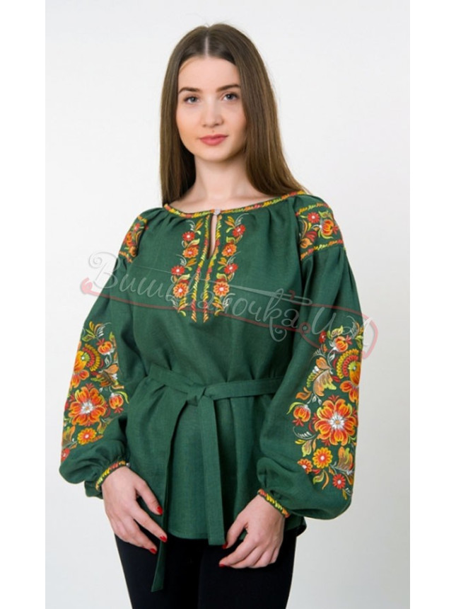 Linen vyshyvanka Petrykivka 4513 colour Blue size 56