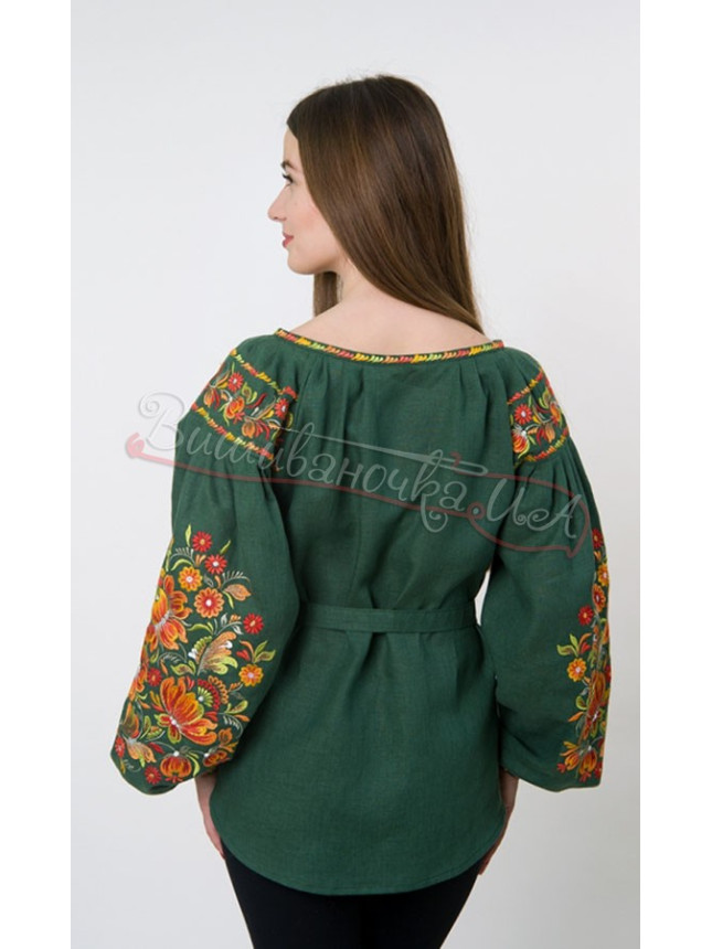 Linen vyshyvanka Petrykivka 4513 colour Blue size 56