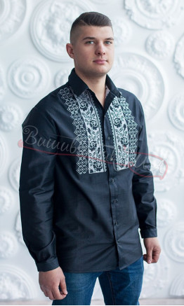 Black men's shirt with embroidery 7300