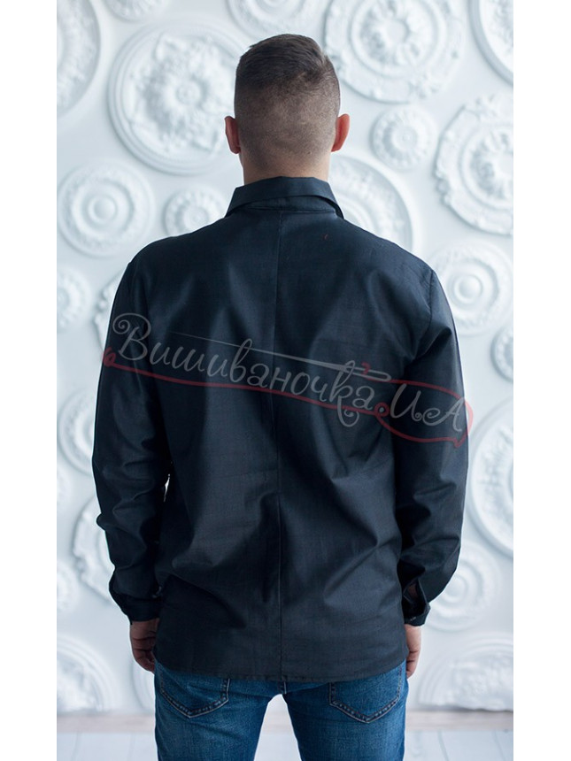 Black men's shirt with embroidery 7300