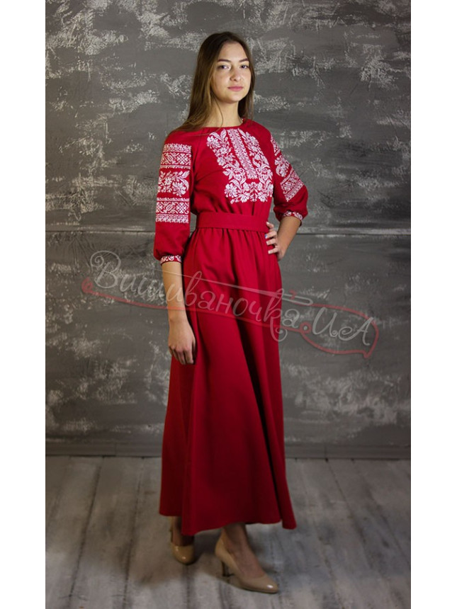 Red dress with Sokal ornament 426-6.2 size 42
