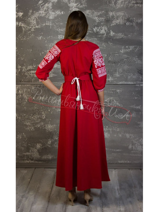 Red dress with Sokal ornament 426-6.2 size 42