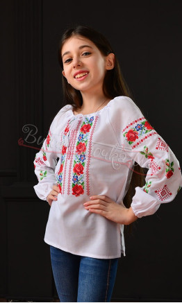 Вишиванка для дівчаток з трояндами з бавовни 921-1