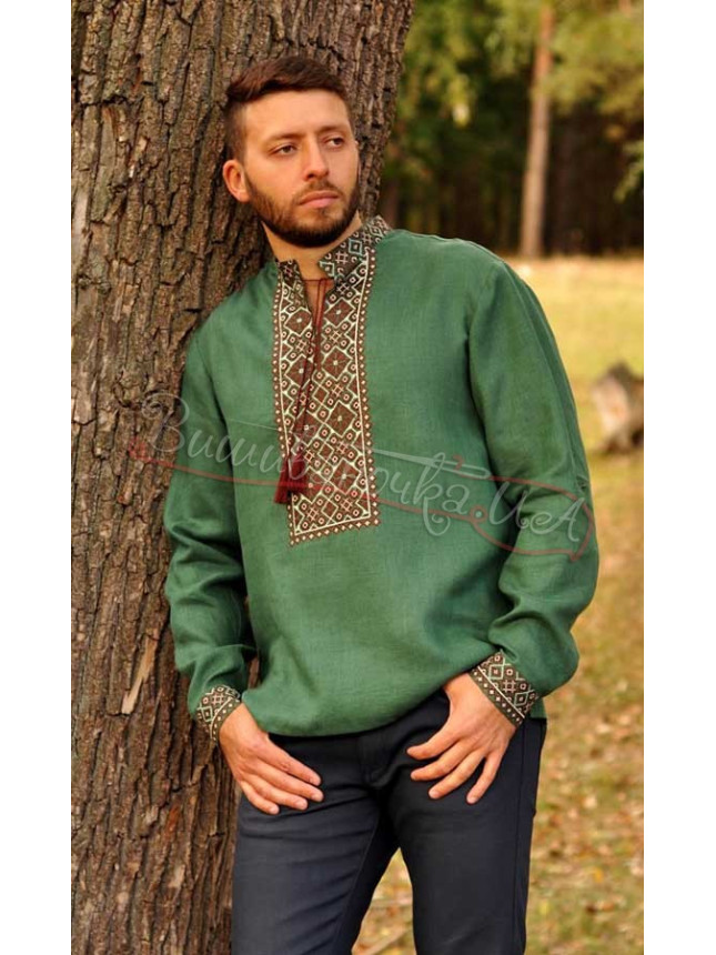 Stylish men's vyshyvanka М07 colour Light blue size 52