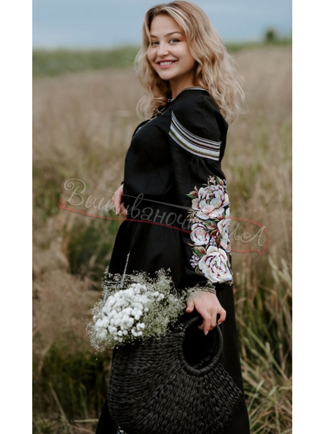 Vyshyvanka dress with floral pattern 4529 size 42