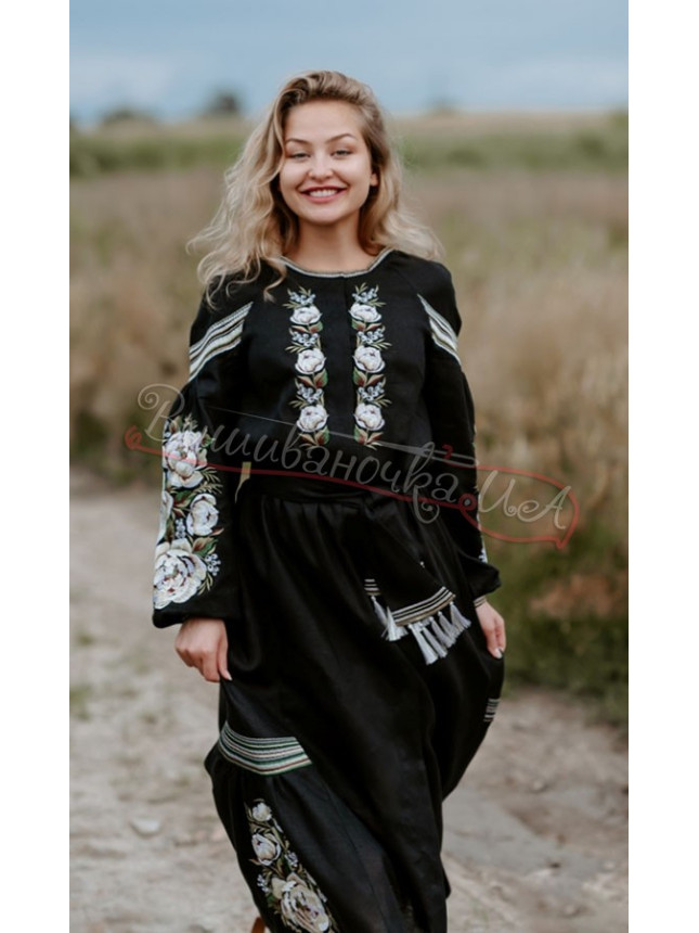 Vyshyvanka dress with floral pattern 4529 size 42