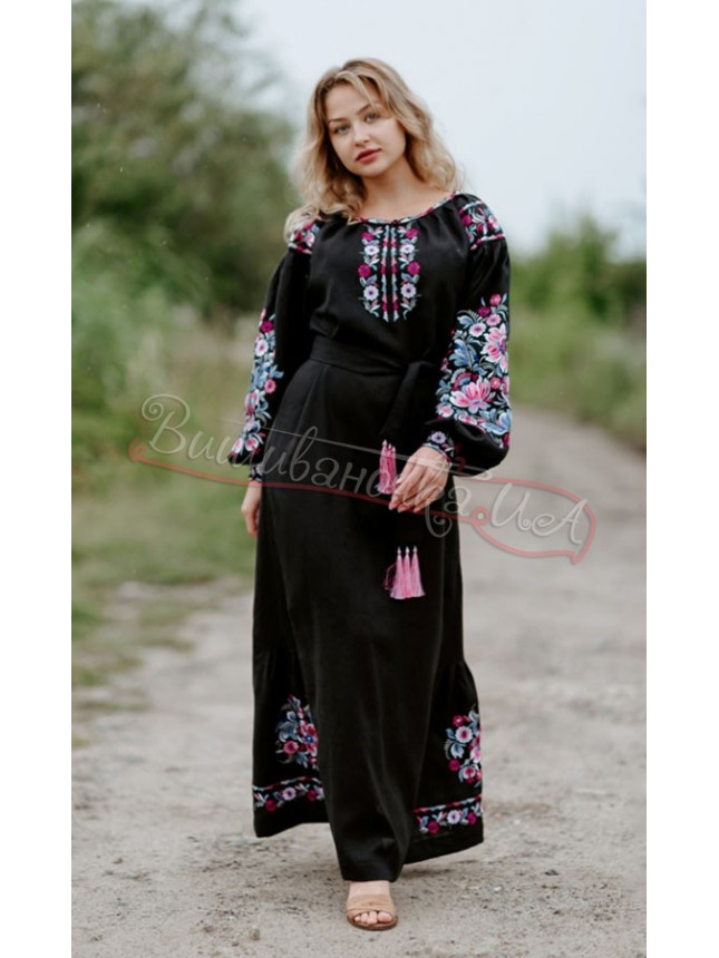 Long dress in natural linen 4634 colour Beige size 50