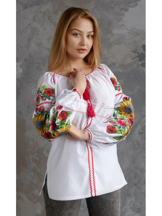 Рубашка с вышивкой подсолнухов 4558
