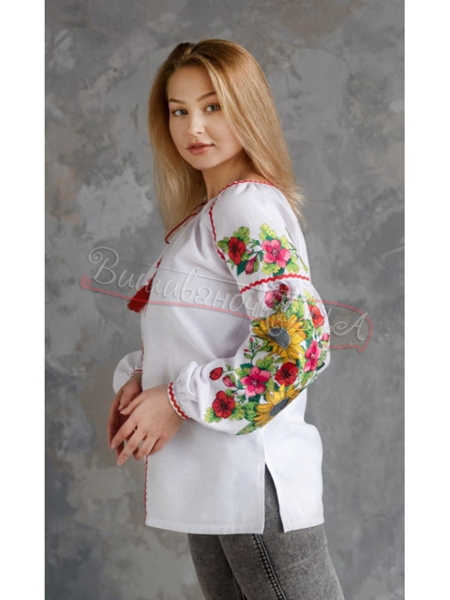 Рубашка с вышивкой подсолнухов 4558
