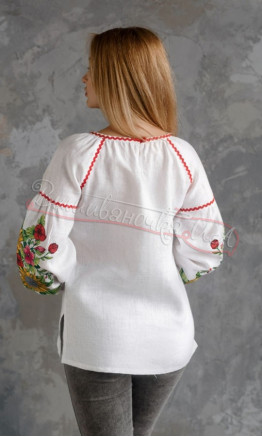 Linen shirt with embroidered flowers 4557
