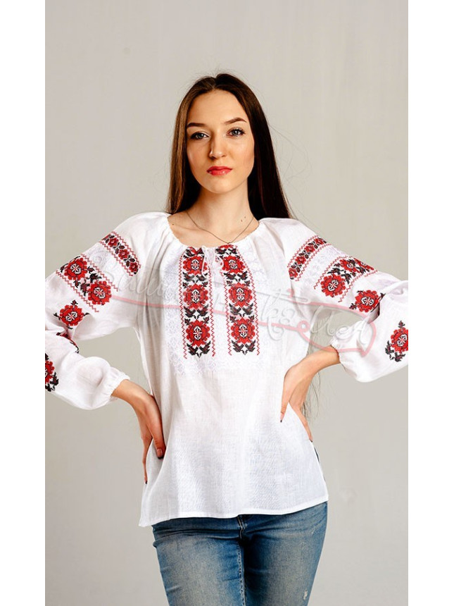 Embroidered shirt with a floral ornament 533-2.3