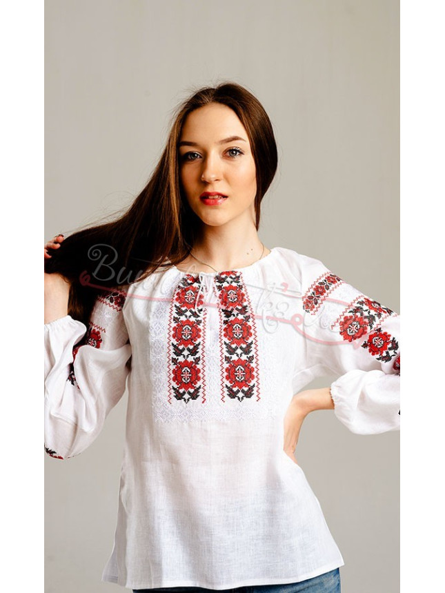 Embroidered shirt with a floral ornament 533-2.3
