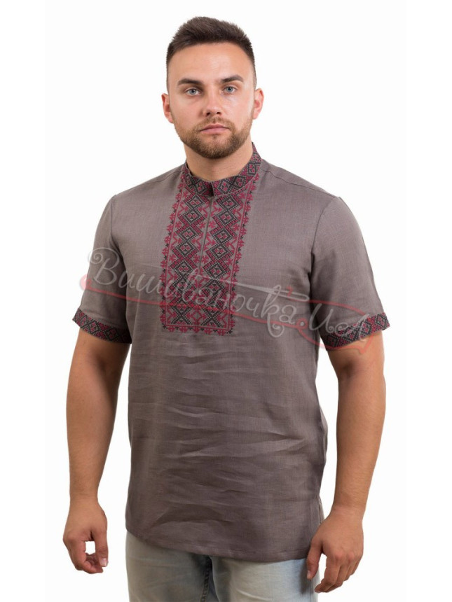 Vyshyvanka in linen, short sleeves sm 031