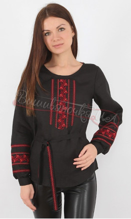 Black blouse with embroidery BL 175