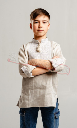 Vyshyvanka for a boy in linen 741-2+ colour Beige