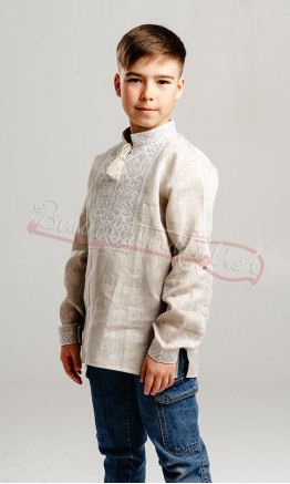 Vyshyvanka for a boy in linen 741-2+ colour Beige