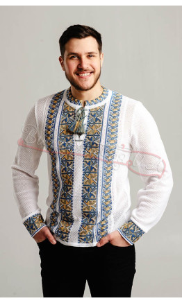 Вязаний джемпер з жовто-блакитним узором 5293