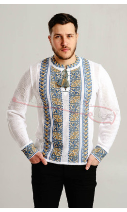 Вязаний джемпер з жовто-блакитним узором 5293