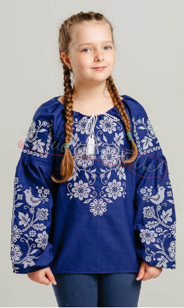 Bright children's vyshyvanka in blue 950-10