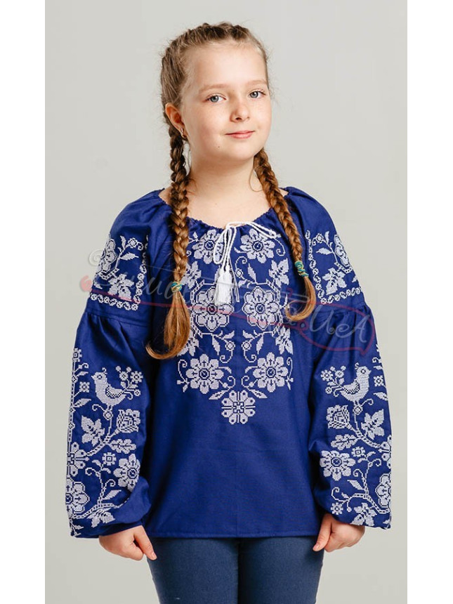 Bright children's vyshyvanka in blue 950-10 size 122