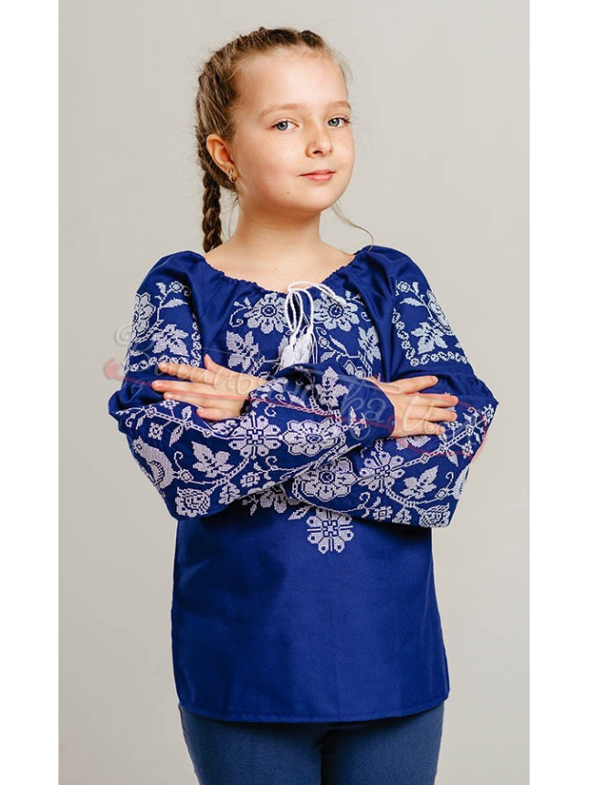 Bright children's vyshyvanka in blue 950-10 size 122