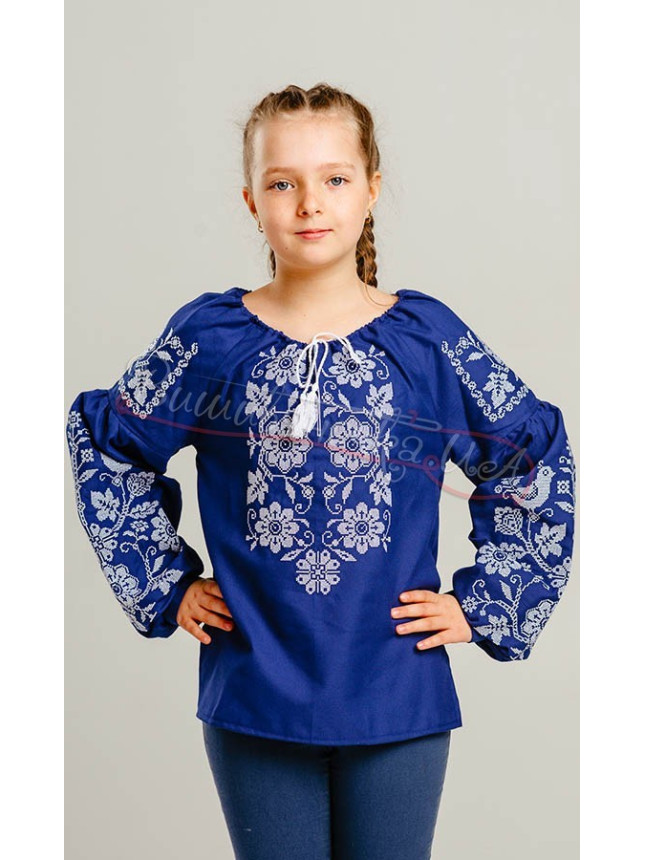 Bright children's vyshyvanka in blue 950-10 size 122