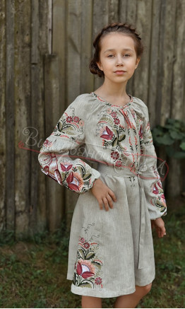 Dress for a girl in linen 4348
