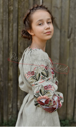Dress for a girl in linen 4348