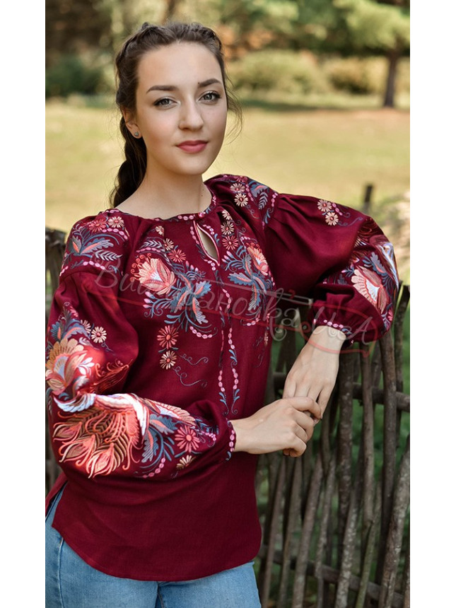 Women's vyshyvanka in linen 4620 colour White size 46