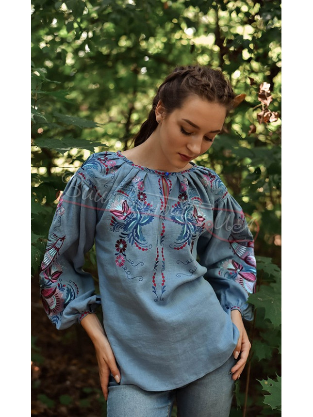 Women's vyshyvanka in linen 4620 colour White size 46