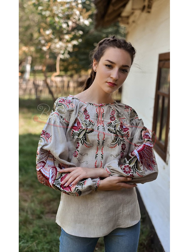 Women's vyshyvanka in linen 4620 colour White size 46