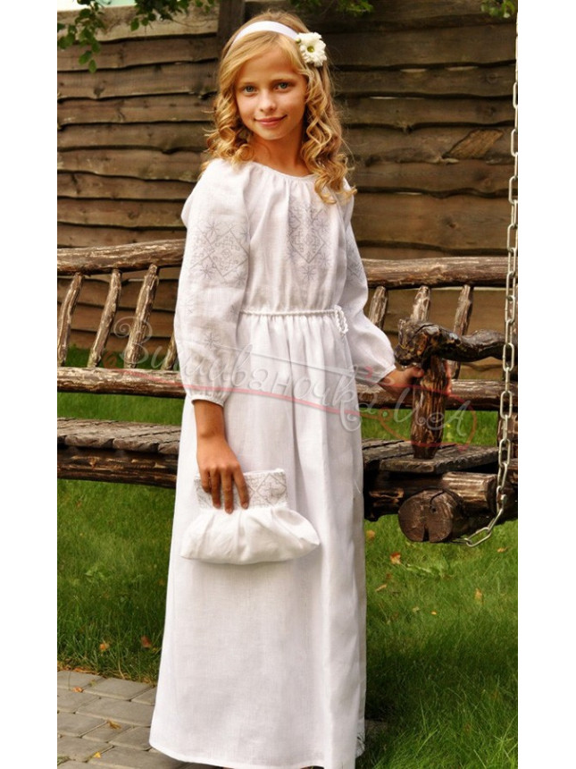 White children's long dress ДП10