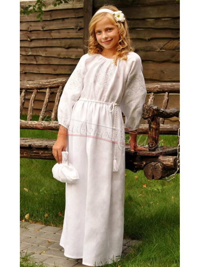 White children's long dress ДП10